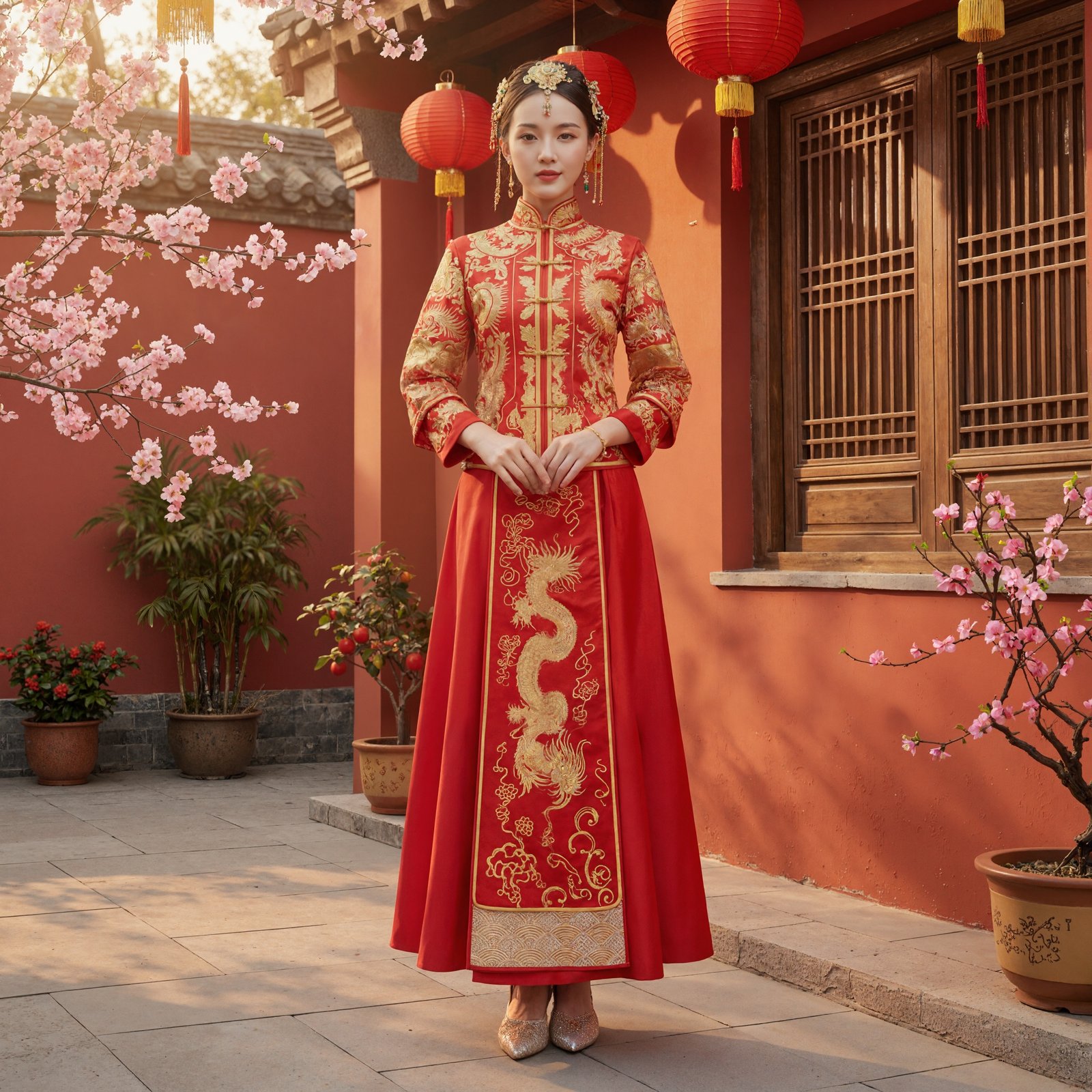 [EN] Traditional Chinese Dragon &amp; Phoenix Qun Kwa and Xiuhe Fu[CN] 传统中式龙凤褂秀禾服